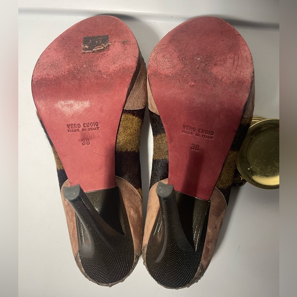 BALDAN sz 38 brown sude and tigre print poyhair plataform made in italy - Picture 10 of 15